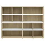 Side Cabinet White and Sonoma Oak 97x32x72 cm Engineered Wood - Top-Down View