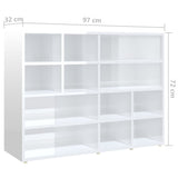 Side Cabinet High Gloss White 97x32x72 cm Engineered Wood