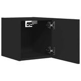 Wall Mounted TV Cabinet Black 30.5x30x30 cm - Low Angle