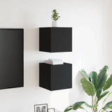 Wall Mounted TV Cabinets 2 pcs Black 30.5x30x30 cm - Side View