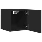 Wall Mounted TV Cabinets 4 pcs Black 30.5x30x30 cm - Low Angle