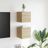Wall Mounted TV Cabinets 2 pcs Sonoma Oak 30.5x30x30 cm - Side View
