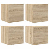 Wall Mounted TV Cabinets 4 pcs Sonoma Oak 30.5x30x30 cm - Front View