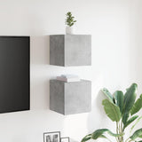 Wall Mounted TV Cabinets 2 pcs Concrete Grey 30.5x30x30 cm - Side View