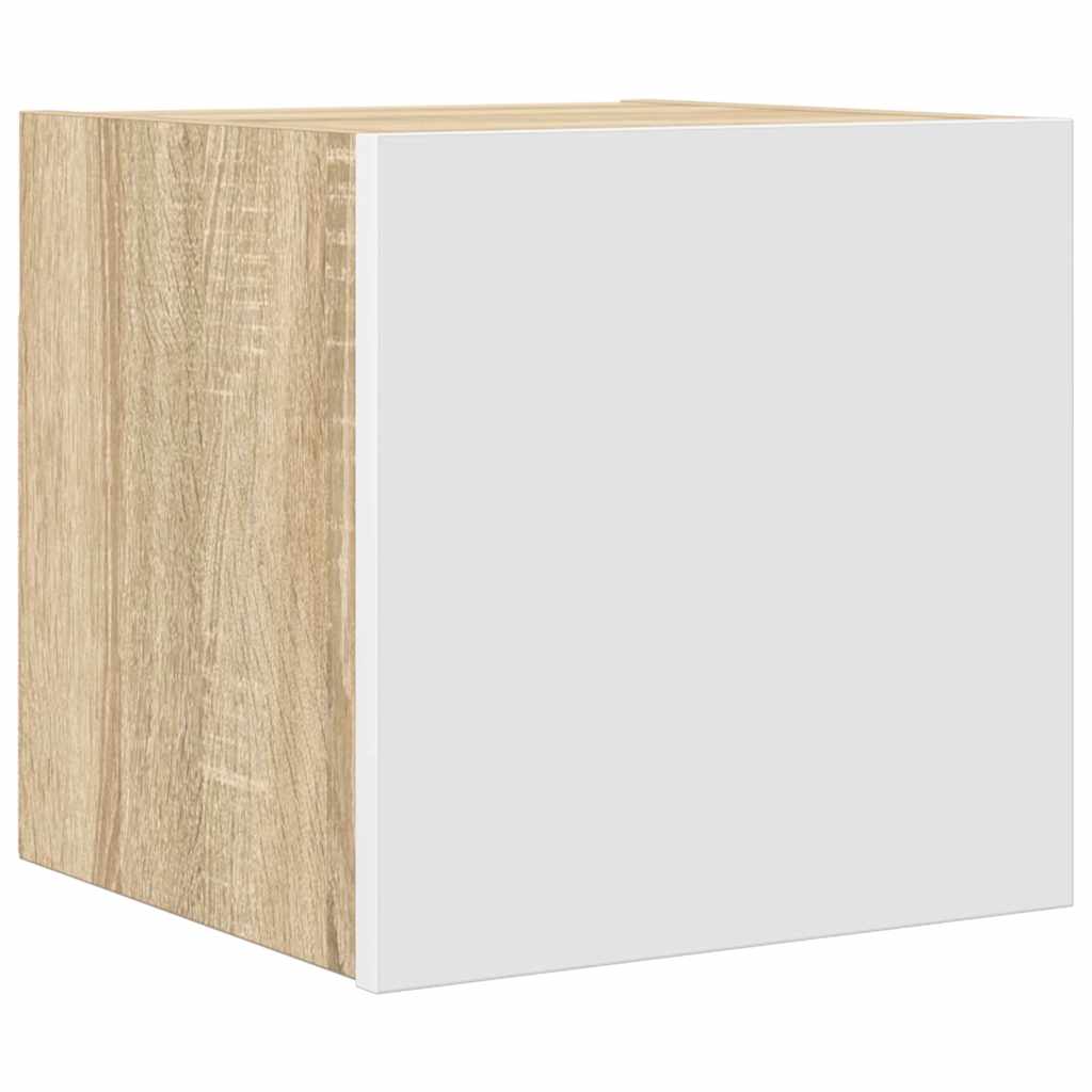 Wall Mounted TV Cabinet White and Sonoma Oak 30.5x30x30 cm