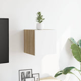 Wall Mounted TV Cabinet White and Sonoma Oak 30.5x30x30 cm - Side View