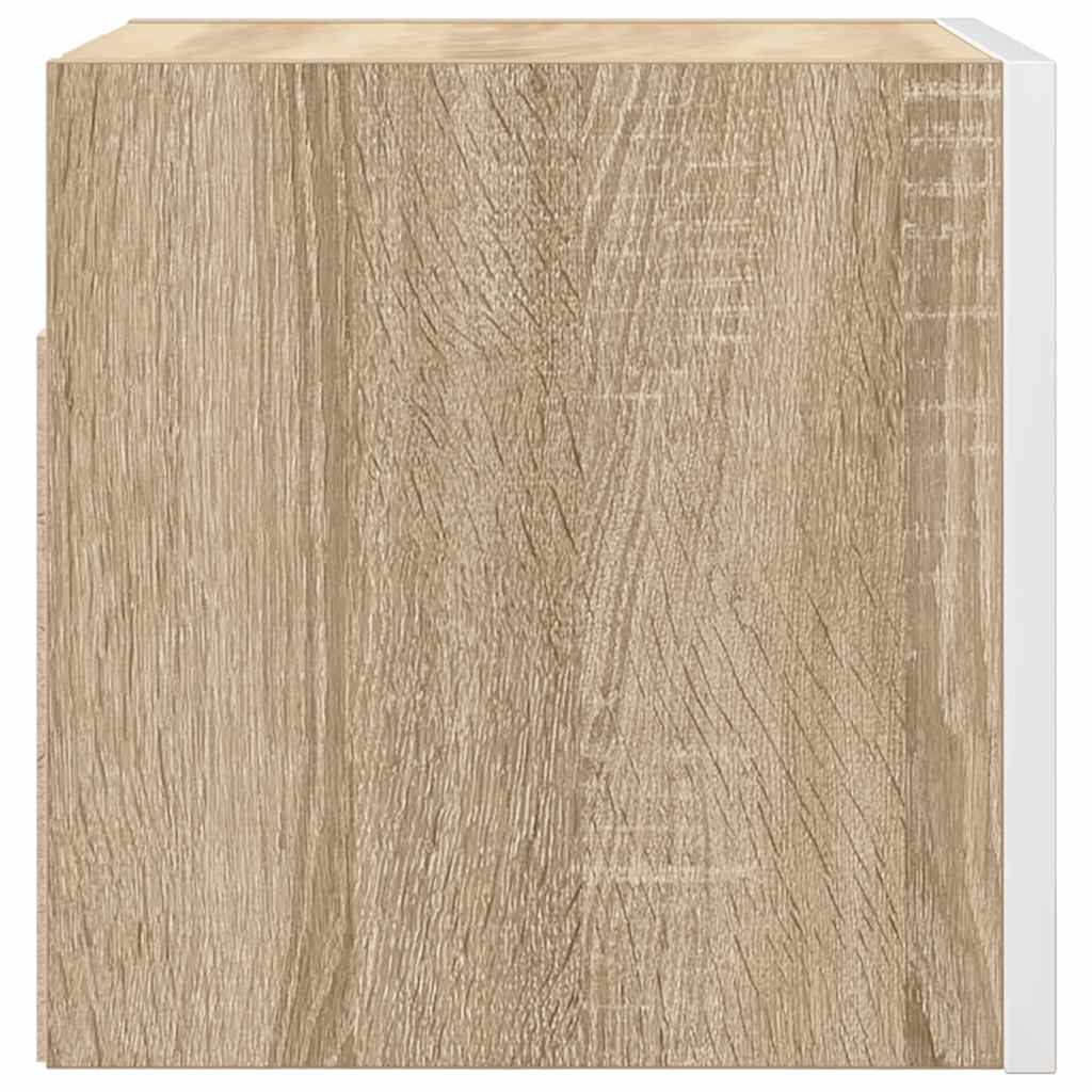 Wall Mounted TV Cabinet White and Sonoma Oak 30.5x30x30 cm