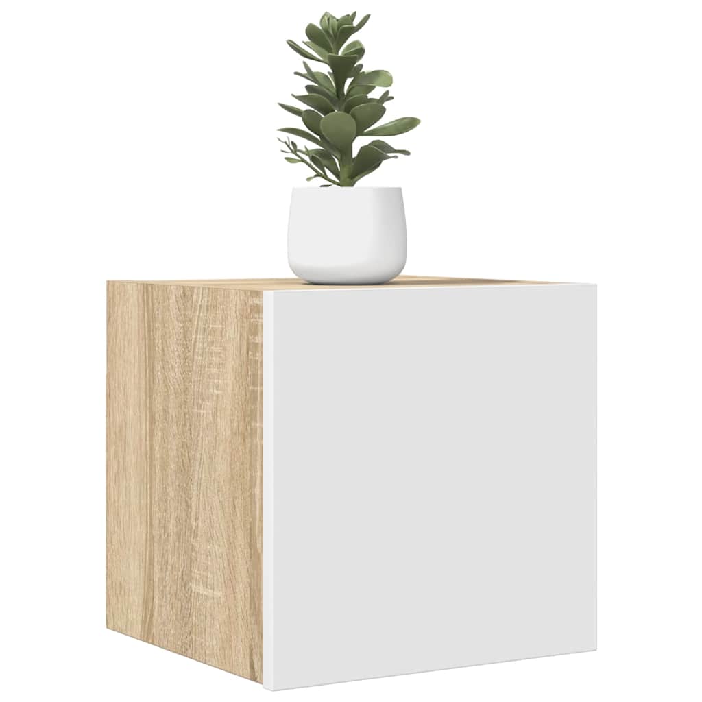 Wall Mounted TV Cabinet White and Sonoma Oak 30.5x30x30 cm