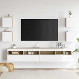 Wall Mounted TV Cabinets 4 pcs White and Sonoma Oak 30.5x30x30 cm - Side View
