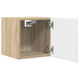 Wall Mounted TV Cabinets 4 pcs White and Sonoma Oak 30.5x30x30 cm - Low Angle