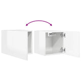Wall Mounted TV Cabinet High Gloss White 30.5x30x30 cm - Close-Up Angle