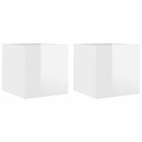 Wall Mounted TV Cabinets 2 pcs High Gloss White 30.5x30x30 cm - Front View