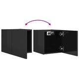 Wall Mounted TV Cabinet High Gloss Black 30.5x30x30 cm - Close-Up Angle