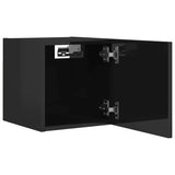 Wall Mounted TV Cabinet High Gloss Black 30.5x30x30 cm - Low Angle