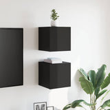 Wall Mounted TV Cabinets 2 pcs High Gloss Black 30.5x30x30 cm - Side View