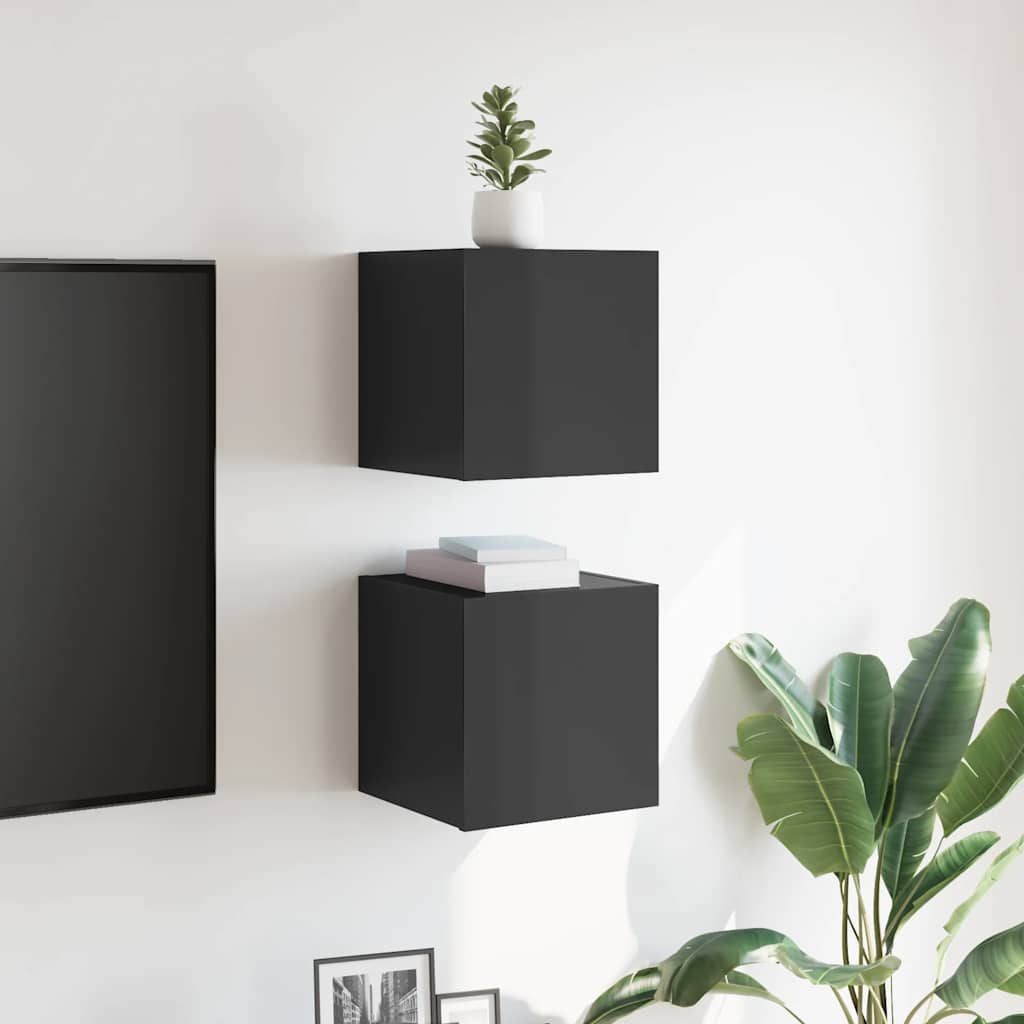 Wall Mounted TV Cabinets 2 pcs High Gloss Grey 30.5x30x30 cm