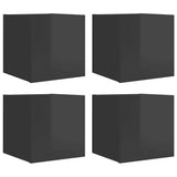 Wall Mounted TV Cabinets 4 pcs High Gloss Grey 30.5x30x30 cm - Front View