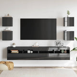 Wall Mounted TV Cabinets 4 pcs High Gloss Grey 30.5x30x30 cm - Side View