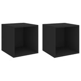 Wall Cabinets 2 pcs Black 37x37x37 cm Engineered Wood - Front View