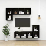 Wall Cabinets 2 pcs Black 37x37x37 cm Engineered Wood - Rear View