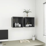 Wall Cabinet Grey 37x37x37 cm Engineered Wood - Rear View