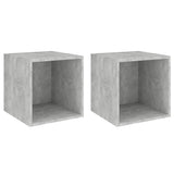 Wall Cabinets 2 pcs Concrete Grey 37x37x37 cm Engineered Wood - Front View