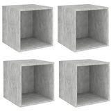 Wall Cabinets 4 pcs Concrete Grey 37x37x37 cm Engineered Wood - Front View