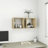 Wall Cabinet White and Sonoma Oak 37x37x37 cm Engineered Wood - Rear View