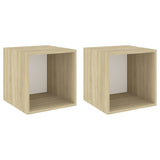 Wall Cabinets 2 pcs White and Sonoma Oak 37x37x37 cm Engineered Wood - Front View