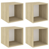 Wall Cabinets 4 pcs White and Sonoma Oak 37x37x37 cm Engineered Wood - Front View