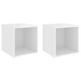 Wall Cabinets 2 pcs High Gloss White 37x37x37 cm Engineered Wood - Front View