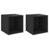 Wall Cabinets 2 pcs High Gloss Black 37x37x37 cm Engineered Wood - Front View