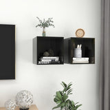 Wall Cabinets 2 pcs High Gloss Black 37x37x37 cm Engineered Wood - Top-Down View