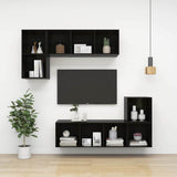 Wall Cabinets 4 pcs High Gloss Black 37x37x37 cm Engineered Wood - 45-Degree Angle
