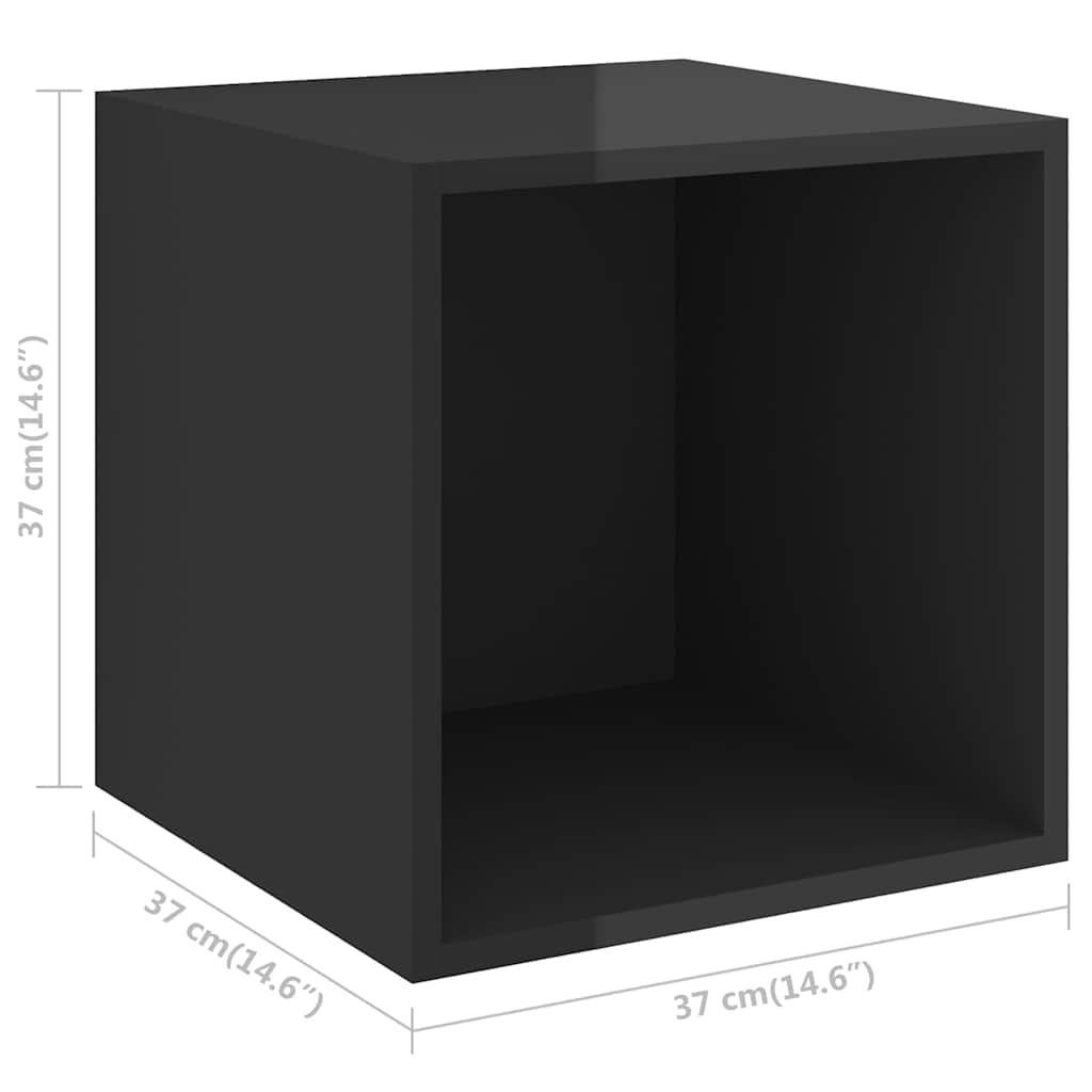 Wall Cabinets 4 pcs High Gloss Black 37x37x37 cm Engineered Wood