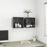Wall Cabinet High Gloss Grey 37x37x37 cm Engineered Wood - Rear View