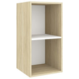 Wall-mounted TV Cabinet Sonoma Oak and White 37x37x72 cm Engineered Wood - Front View