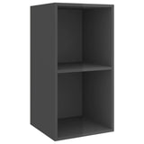 Wall-mounted TV Cabinet High Gloss Grey 37x37x72 cm Engineered Wood - Front View