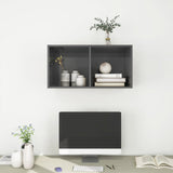 Wall-mounted TV Cabinet High Gloss Grey 37x37x72 cm Engineered Wood - Close-Up Angle