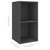 Wall-mounted TV Cabinet High Gloss Grey 37x37x72 cm Engineered Wood - Extra Image