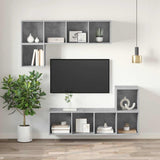 Wall-mounted TV Cabinet Concrete Grey 37x37x107 cm Engineered Wood - Side View