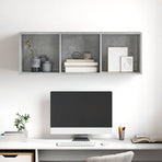 Wall-mounted TV Cabinet Concrete Grey 37x37x107 cm