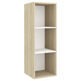 Wall-mounted TV Cabinet Sonoma Oak and White 37x37x107 cm Engineered Wood - Front View