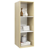 Wall-mounted TV Cabinet Sonoma Oak and White 37x37x107 cm Engineered Wood - Side View