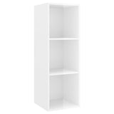 Wall-mounted TV Cabinet High Gloss White 37x37x107 cm Engineered Wood - Front View