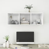 Wall-mounted TV Cabinet High Gloss White 37x37x107 cm Engineered Wood - Close-Up Angle