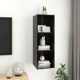 Wall-mounted TV Cabinet High Gloss Black 37x37x107 cm Engineered Wood - Rear View
