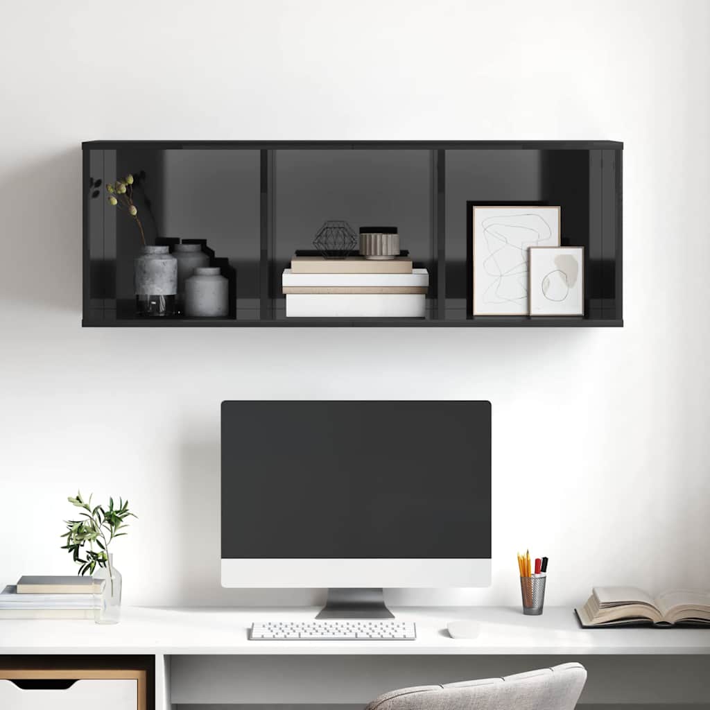 Wall-mounted TV Cabinet High Gloss Grey 37x37x107 cm Engineered Wood
