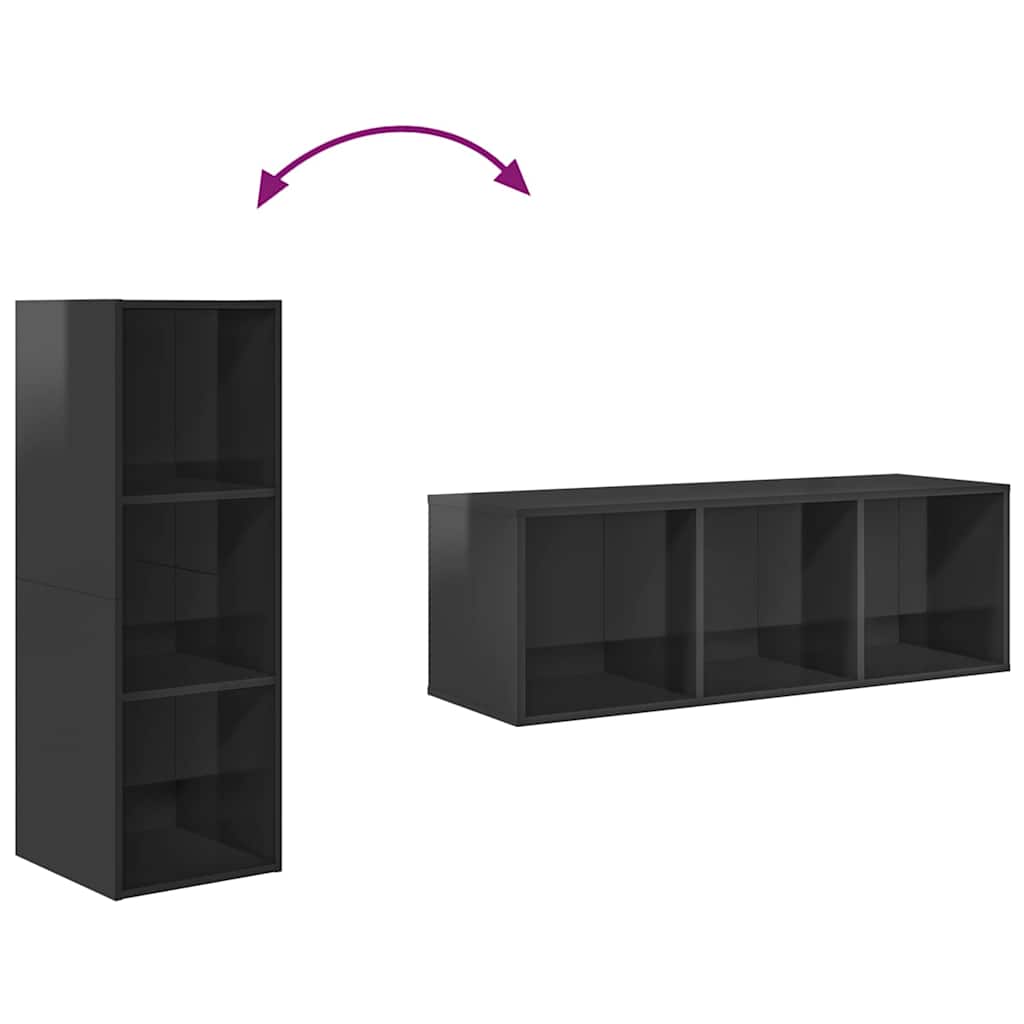 Wall-mounted TV Cabinet High Gloss Grey 37x37x107 cm Engineered Wood