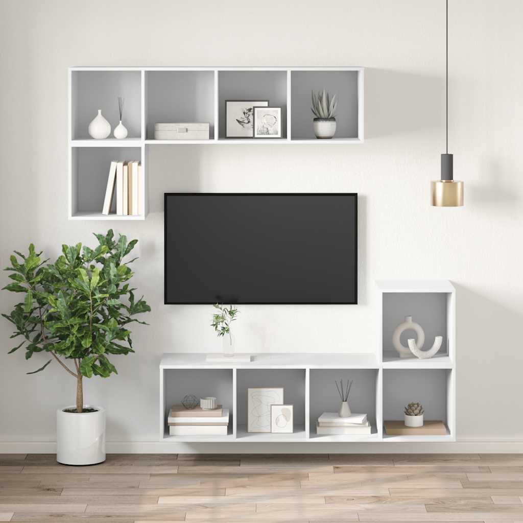 Wall-mounted TV Cabinet White 37x37x142.5 cm Engineered Wood